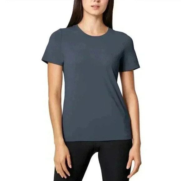 NWT Set of 2 Mondetta Active Tees XS Blue Grey Solid Striped T-shirts - Picture 3 of 11